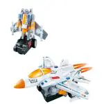 KTRS Enterprise 2 in 1 Deformation Bump and Go Transforming Aircraft to Robot Toy with 3D Light & Sound, Battery Operated Musical Army Fighter Jet Aircraft Robot