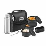PEXPO Stainless Steel Meal Box with 750 ml Water Bottle, 3 Containers & 1 Spoon, Ultra Lunch Box | BPA-Free & Portable
