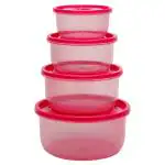 Gluman Microvent Pink Round Microvawe Safe Storage Container (Set of 4)