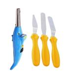 First Front Dolphine Shape Electric Gas Lighter With 3 Pcs Pallet Knife Set and Multicolour, Pack of 2