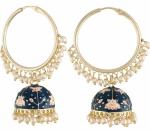 Gyaan Jewels Handmade Gold Plated Jhumki Earring Blue (Women and Girls)