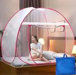 Styles Closet Double Bed Polyester White Maroon Mosquito Net (6 X 6 Ft)