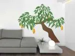 Lanstick Vinyl Multicolor Mango Tree With Leaves And Mango Fruit Sticker Self Adhesive Wall Sticker32 inch