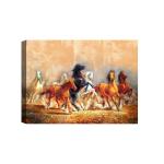 SHASWAT ART Lucky Running vastu Seven Horses Canvas Painting with Wooden Box Frame for Living Room, Bed Room, Office, Hotels (46cm x 61cm)