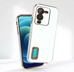 AIBEX Back Cover for Vivo V25 Pro 5G/S15 Pro|Luxury Electroplating TPU|CD Pattern|Individual Camera Protection (White, Flexible, Pack of: 1)
