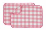 Dish Drying Mat for Kitchen Utensils, Reversible Absorbant Cotton Checks drying Mats, Washable, Counter top Cushion Pad Tableware, 46x61 Cms Pink by Lushomes (18x24 Inches, Set of 2)