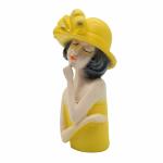 PujaNPujari Yellow Hat Lady Showpiece for Home Decor - Girl Figurine Idol for Living Room Decoration