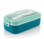 Upsilon - Bento Plastic LunchBox with Spoon and Fork for School-College & Office (1 Containers) (PISTA)