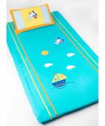 BLOOMING BUDS Cotton Embroidered Baby Sheet with Pillow Cover, Blue (0 to 14 Years) L 228 x B 152 cm