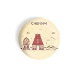 Dhcrafts Brown Metal Chennai Printed Fridge Magnet, 5.8 Cm