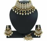 Gyaan Jewels Handmade Gold Plated Alloy Necklace, Earring and Maang Tikka Set White, Gold (Women, Girls) (Pack of 1) Free Size