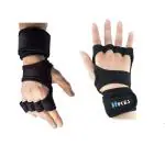 Hykes Palm Protection and Adjustable Weight Lifting Hand Grips with Wrist Wrap Support Guard Black - M