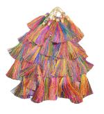 Craft Love Rainbow Silk Thread Big Multi Layer Latkan Tassel (Pack Of 12)