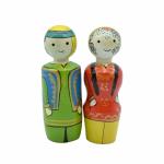 pujaNpujari Channapatna Wooden Marwadi Couple Dolls Set for Kids Paying and Home Decoration