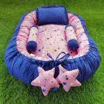 Motherhood Pink Cotton Baby Nest Bed With 3 Pillows Bedding Set