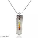 CAMBAY GEMSTON Clear Quartz Chakra Beads Crystal Stone Healing Pendant for Men and Women