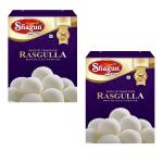 Shagun Rasgulla 2Kg (1Kg Pack of 2) | Authentic Indian Sweet Rich Flavor, Creamy Texture Rasgulla | 20 Pieces In 1 Tin with Sweet Syrup | Made with Sugar, Milk Solid | Saffron Flavor Shagun Rasgulla