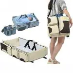 Babies Bloom Beige Multifunctional Baby Travel Bed Cot Bassinet Folding Diaper Bag