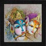Krishna Radha Love Photo Frame | Radha Krishna Love Photo Frames | Painting Frame ( 12 in x 12 in )