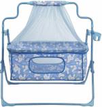 Fun Baby New Born baby Cradle with Bassinet Mosquito Net and Bottle Holder Bassinet  (Blue) (Blue)