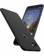 A ACCESSORIES KART Google Pixel 3AXL Black Silicon Full Protective Back Cover with Kick Stand