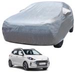 MOCKHE Car Body Cover Compatible with Hyundai i10 Nios (Model : 2019-Till Date) with Mirror Pockets, Triple Stitched, Water Resistant Car Cover, Metallic Silver