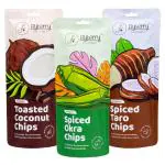 Flyberry Gourmet Assorted Chips Pack of 3(Coconut, Okra,Taro)