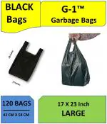 G 1 Black Garbage Bags with Handle - 120 Pcs - 17 inch X 23 inch