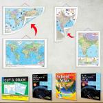 GOWOO India POLITICAL - MAP PRACTICE BOOK, WORLD POLITICAL - MAP PRACTICE BOOK, SMALL CUT & DRAW OUTLINE MAPS POLITICAL & PHYSICAL, 2 IN 1 India POLITICAL AND PHYSICAL MAP IN ENGLISH AND MORE