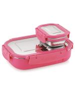 Magnus Spike Lunch Box SP (Pink) - Stainless Steel Office Lunchbox Set with 800ml & 150ml Leakproof Containers for Men, Women, Kids - Ideal Tiffin for School, Picnic, Airtight & Insulated Design