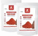 Amazercare Moroccan Red Clay Powder For Face, Body & Hair (2 Pouches, 225Gm Each) Natural Face Pack, Skin Care Treatment & Healing, Face Masks & Scrubs