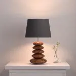 Divine Trends Wooden Pebble Table Lamp with 10 inches Lampshade Black