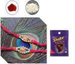 BHAKTI 2 SHAKTI MAKING WORSHIP SPECIAL Rakhi for brother | Bhaiya ki rakhi | Fancy rakhi for men with roli & akshat | Silver ball surrounding diamonds | Pack of 2 | With Chocolate Shots