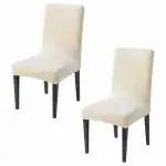 HOKIPO 200 GSM Premium Velvet Series Chair Covers Set of 2, Beige (AR-4735-BGE*2)