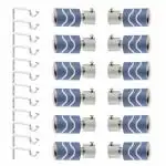 GLOXY 2 Line Aluminium Curtain Bracket Parda Holder with Support 1 Inch Rod Pocket Finials Designer Door and Window Rod Support Fittings, Curtain Rod Holder (Blue-Pair of 6)