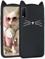 AmericHome Vivo Y20 Model V2029, Vivo Y20i Model V2027, Vivo Y12s 2033, Y20A, y20g Black Rubber Shock Proof Mobile Back Cover