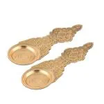 DOKCHAN Brass Embossed Kapoor aarti/Kapoor Dani /Golden Color Kapoor Holder 6 inch (Pack of 2)