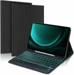 ProElite TouchPad Keyboard case for Samsung Galaxy Tab S9 FE+ 12.4 inch with S Pen Holder, Magnetic Detachable Wireless Bluetooth TouchPad Keyboard Built-in 7-Colors Backlit, Black