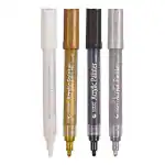 MILLENSIUM Water-Based Black White Gold Silver Acrylic Paint Medium Marker Pens Permanent for Rocks Painting, Ceramic, Glass, Wood,DIY Craft Making Supplies (Set of 4)