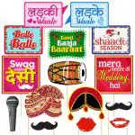 Zyozique 15 Pack Wedding Photo Booth Props - Funny, Bridal Party Photo Props, Selfie Props, Fun Prop Kit, Photo Booth Board Multicolour Wedding Photo