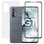 Hobbytronics Realme GT Master Edition Black Tempered Glass Scratch Resistant, Anti Fingerprint with Bubble Proof Screen Protector and Back Screen Guard (18 x 10 x 1.5 cm) pack of 2