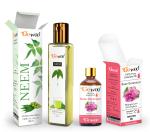 GO WOO Pack of 2 Rose Geranium Essential Oil and Neem Carrier Oil - 100% Pure & Natural Oil