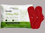 CareDone Reusable Sanitary Cloth Pads Ultra-Soft Cotton, Maximum Absorbency, Superior Leak Protection, Rash-Free Wear for Every Flow, and All-Day and Overnight Use (Pack of 2)