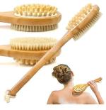 Aatisons Wooden Double-sided Bath Brush With Massager and Long Handle | Natural Bristles | Dry Brushing Removes Dead Skin, Treats Cellulite & Stimulates Blood Flow