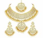 Gyaan Jewels Handmade Gold Plated Alloy Necklace, Pendant and Earring Set White (Women, Girls) (Pack of 1) Free Size