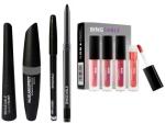 BINGEABLE Eyeliner Mascara And Eyebrow Pencil Kajal 4 Pink Matte Lipsticks (Set Of 5)
