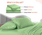 SGI 4 Piece Sheet Set Contain 1 Flat Bedsheet, 1 Fitted Bedsheet, 2 Pillowcovers Single Moss Stripe 600 TC Egyptian Cotton Hotel Luxury Quality Bedding Set