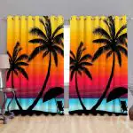 Dc Decastle goa Beach Digital Printed polyester Room Darkening 152 cm (5ft) Window Curtain (multicolour, Pack of 2)