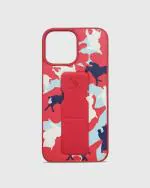TREEMODA Santa Barbara POLO CLUB Red Camouflage Leather Back Case for IPhone 13 Pro Max.