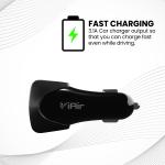 iAir 2.4A Dual USB Port Fast Charging Car Charger with Micro USB Cable Compatible with All Smartphones, Cellular Phone and Tablets, C2_Black